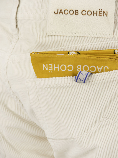 Shop Jacob Cohen Nick - Velvet Slim-fit Trousers In Cream
