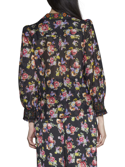 Shop Alice And Olivia Shirt In Magnolia Floral Black/multi