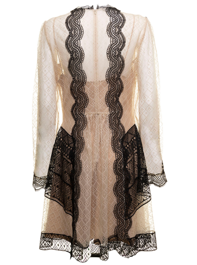 Shop Alberta Ferretti Bicolor Lace Dress  Woman In White
