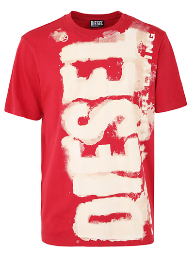 Shop Diesel Logo T-shirt In Q Red