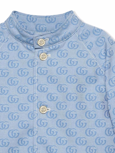 Shop Gucci Baby Gg Cotton Jacquard Bomber In Azzurro