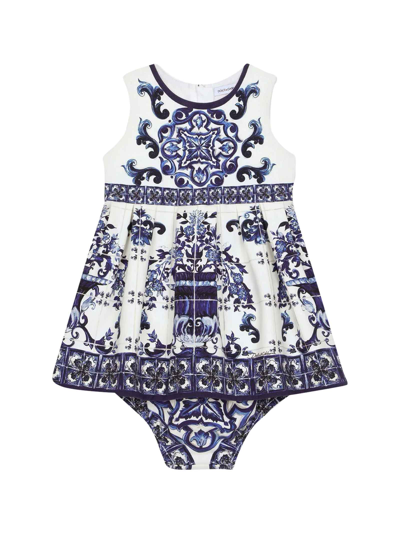 Shop Dolce & Gabbana White / Blue Dress And Shorts Set Baby Girl In Bianco/blu