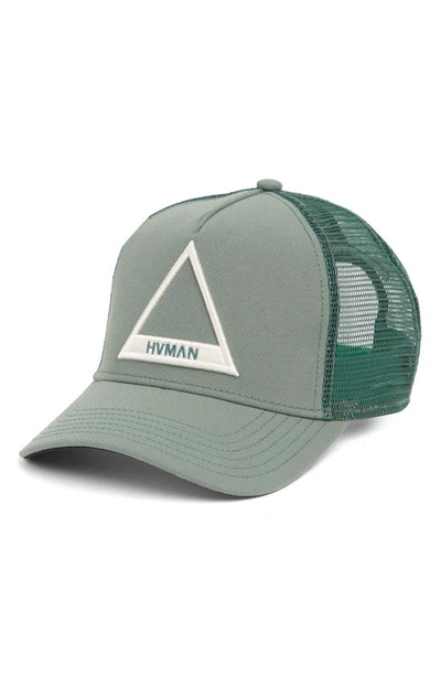 Hvman Triangle Logo Mesh Trucker Cap In Aspen