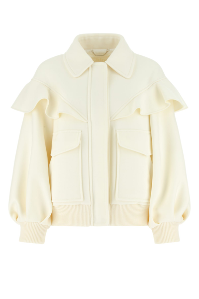 Shop Chloé Ivory Wool Blend Bomber Jacket White Chloe Donna 36f