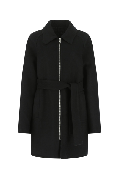Givenchy Double Face Wool Blend Belted Zip Coat