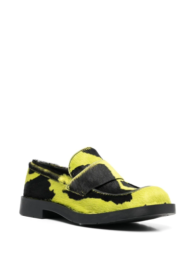Shop Camperlab Animal-print Leather Loafers In Yellow