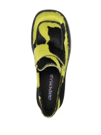 Shop Camperlab Animal-print Leather Loafers In Yellow