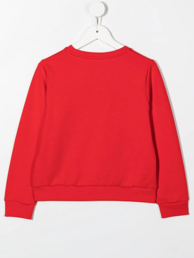 Shop Lanvin Enfant Leopard Logo-embroidered Sweatshirt In Red