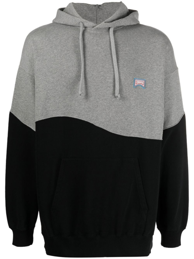 Shop Camper Two-tone Logo-patch Hoodie In Grey