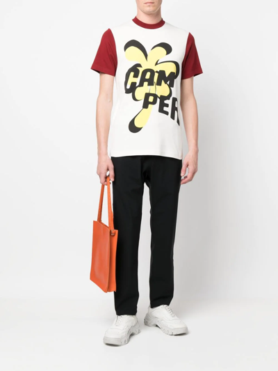 Camper Logo-print Colour-block T-shirt In White