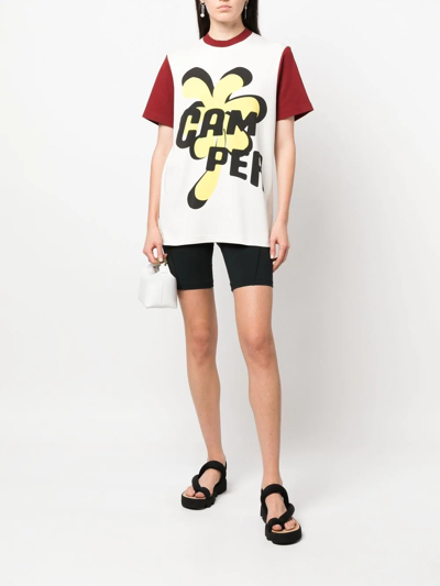 Camper Logo-print Colour-block T-shirt In White