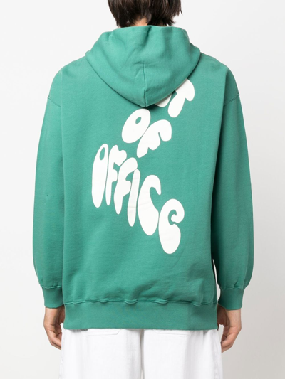 Camper 'out Of Office' Drawstring Hoodie In Green