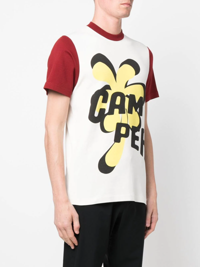 Camper Logo-print Colour-block T-shirt In White