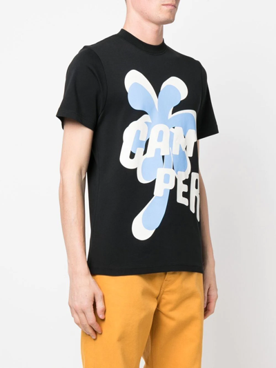 Shop Camper Logo-print Organic Cotton T-shirt In Black