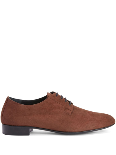 Shop Giuseppe Zanotti Roger Suede Derby Shoes In Braun