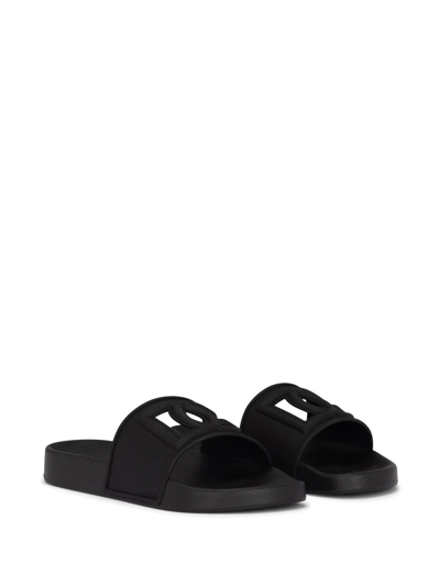 Shop Dolce & Gabbana Dg Cut-out Logo-lettering Slides In Schwarz