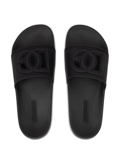 Dolce & Gabbana Dg Cut-out Logo-lettering Slides In Schwarz