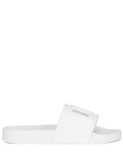 Shop Dolce & Gabbana Dg-logo Cut-out Slides In Weiss