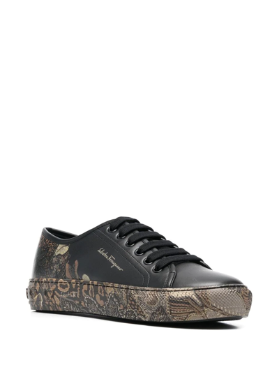 Ferragamo Borg Cubic Lace-up Sneakers In Schwarz
