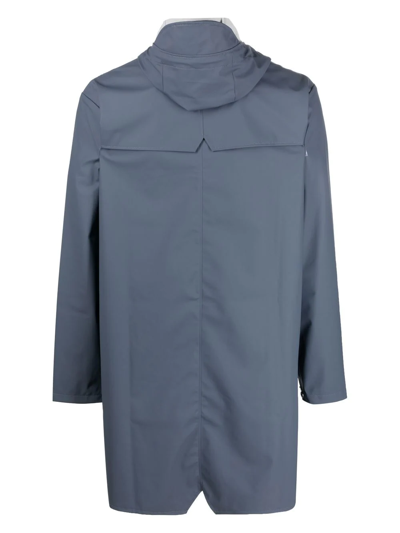 Shop Rains Drawstring Hooded Coat In Blau