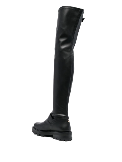 Jimmy Choo Biker Ii Buckled Leather Over-the-knee Boots In Schwarz