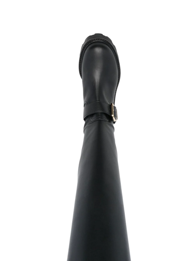 Jimmy Choo Biker Ii Buckled Leather Over-the-knee Boots In Schwarz