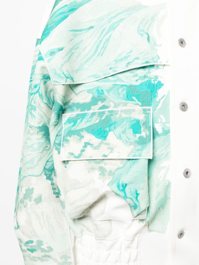 Shop Feng Chen Wang Printed Denim Jacket In Weiss