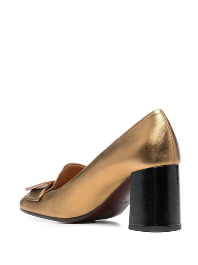 Shop Chie Mihara Pema 60mm Buckled Pumps In Gold