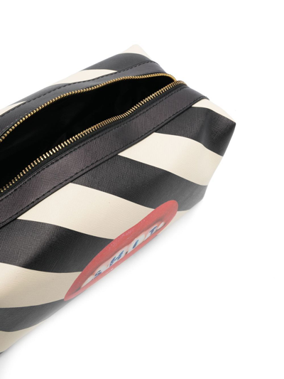 Seletti Toilet-paper Stripe-print Wash Bag In Schwarz