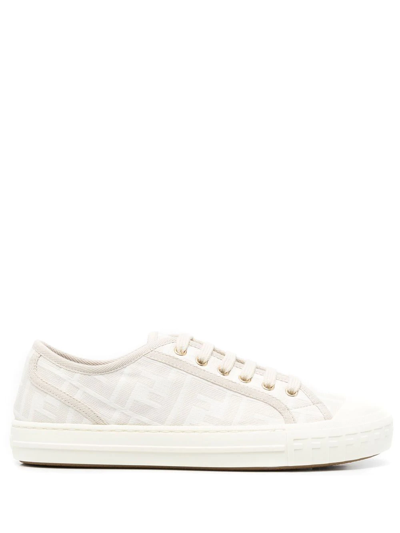 Fendi Women Embroidered Nylon Blend Dominio Sneakers In White