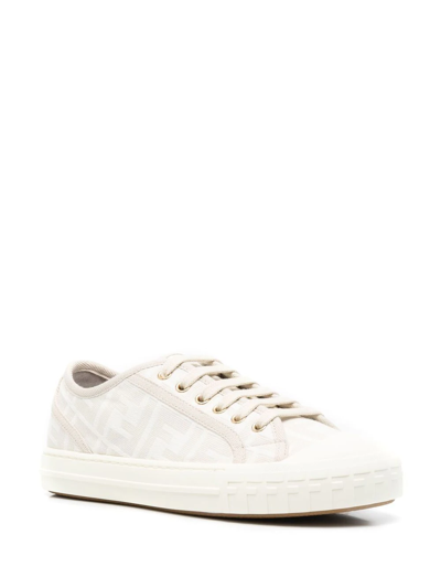 Fendi Women Embroidered Nylon Blend Dominio Sneakers In White