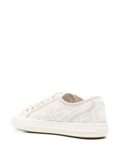 Shop Fendi Domino Ff-motif Sneakers In Neutrals