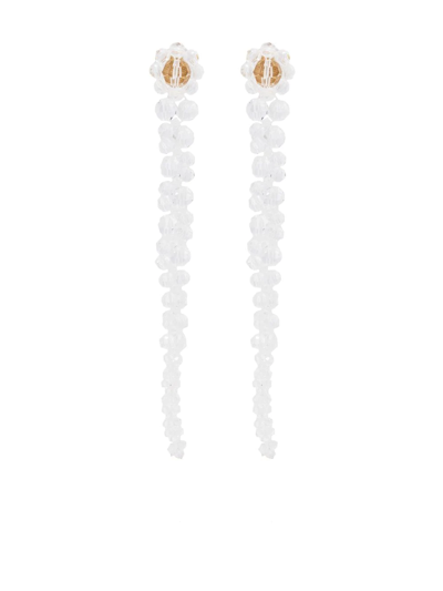 Shop Simone Rocha Draped Crystal-embellished Earrings In Nude