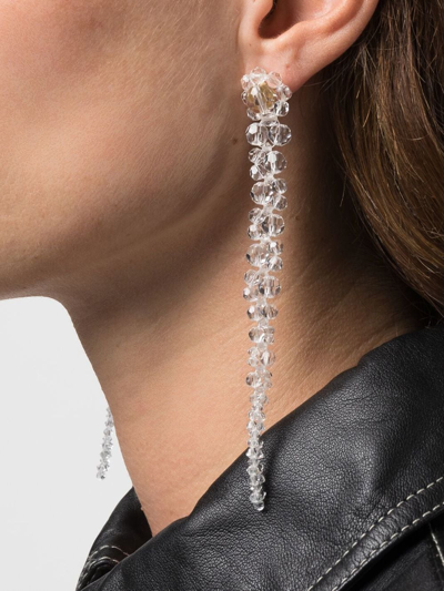Shop Simone Rocha Draped Crystal-embellished Earrings In Nude