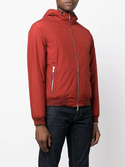 Shop Moorer Zipped Hooded Jacket In Rot