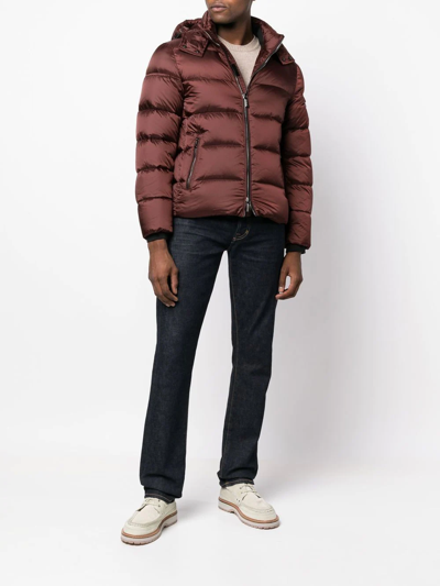 Shop Moorer Padded Hooded Jacket In Rot