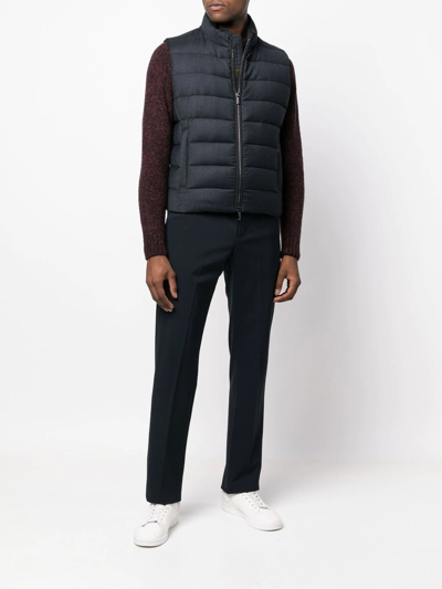 Shop Moorer Zipped Padded Gilet In Blau