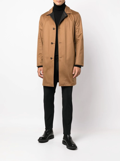 Kired Reversible Single Breasted Coat In Braun