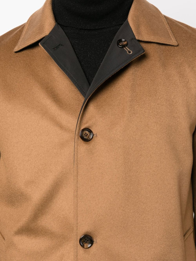 Kired Reversible Single Breasted Coat In Braun
