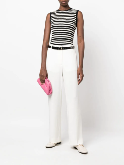 Victoria Beckham Pleated Darted-back Straight-leg Mid-rise Woven Trousers In Weiss