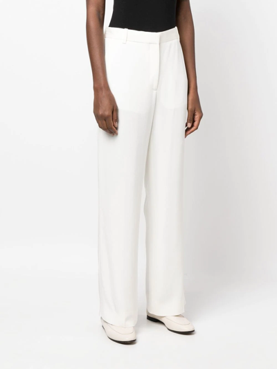 Victoria Beckham Pleated Darted-back Straight-leg Mid-rise Woven Trousers In Weiss