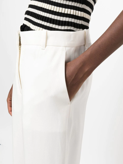 Victoria Beckham Pleated Darted-back Straight-leg Mid-rise Woven Trousers In Weiss