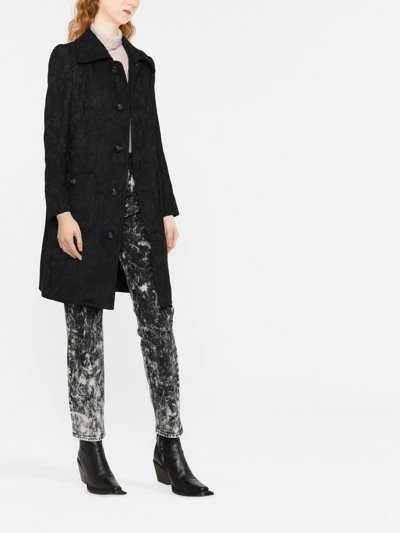 Dsquared2 Floral Pattern Single-breasted Coat In Schwarz