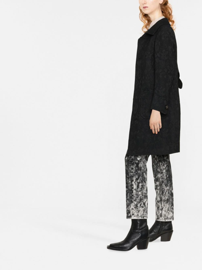 Dsquared2 Floral Pattern Single-breasted Coat In Schwarz
