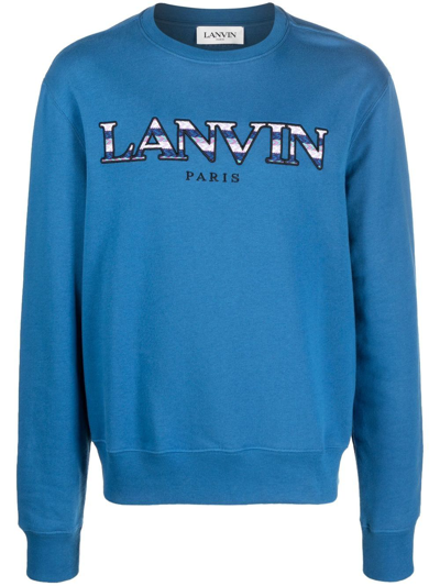 Anemoon vis Mens hoek Lanvin Logo-embroidered Long-sleeve Sweatshirt In Blue | ModeSens