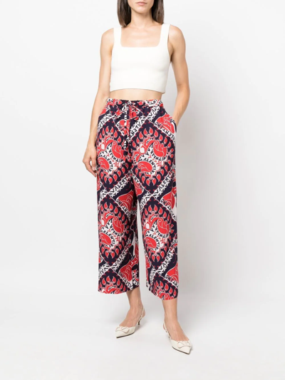Valentino Comfortable Pants With Geometric Pink And Purple Pattern In Rot