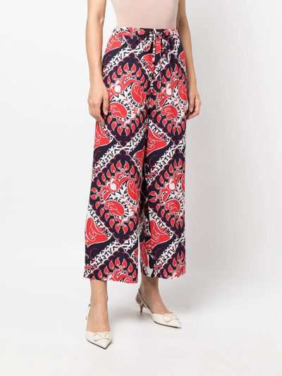Valentino Comfortable Pants With Geometric Pink And Purple Pattern In Rot