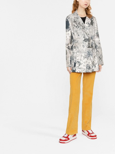 Shop Etro Graphic-print Belted Silk Jacket In Weiss