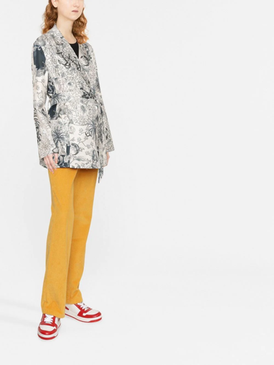 Etro Graphic-print Belted Silk Jacket In Weiss