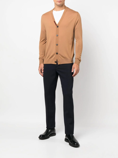 Paul Smith V-neck Merino Cardigan In Nude